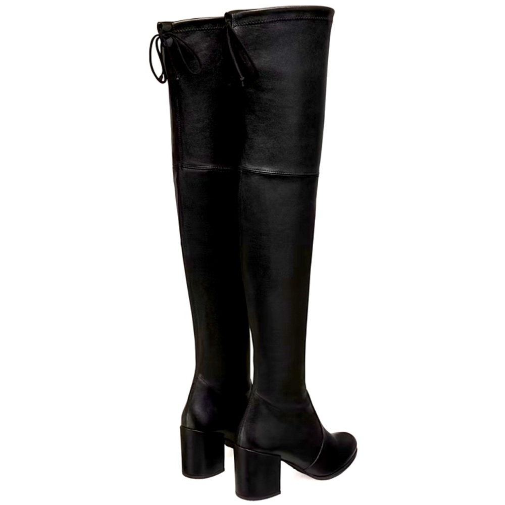 NWT Stuart Weitzman Genna 60 City OTK Boot: Black Stretch Leather, 9.5/40 - Picture 3 of 16